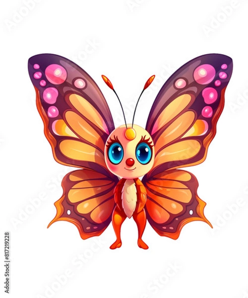 Fototapeta Colorful Butterfly in flight isolated on a transparent background.