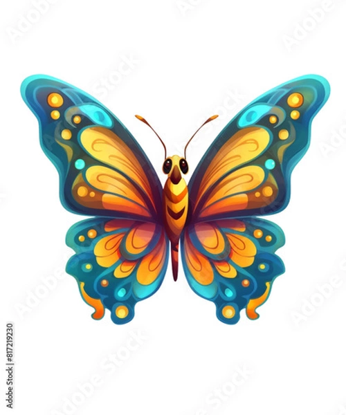 Fototapeta Colorful Butterfly in flight isolated on a transparent background.