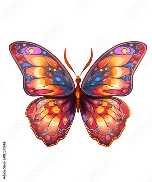 Fototapeta Colorful Butterfly in flight isolated on a transparent background.