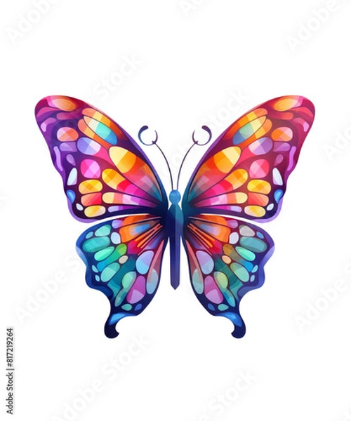 Fototapeta Colorful Butterfly in flight isolated on a transparent background.