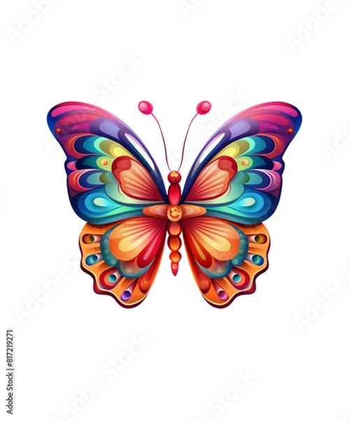 Fototapeta Colorful Butterfly in flight isolated on a transparent background.