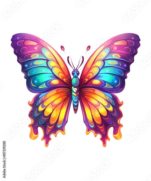 Fototapeta Colorful Butterfly in flight isolated on a transparent background.