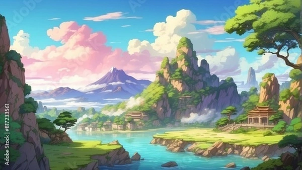 Fototapeta Illustration game art  forest like a fairy tale