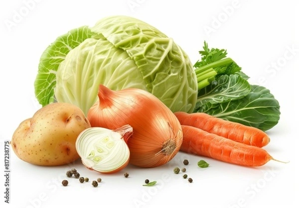 Fototapeta vegetables set isolated on white background