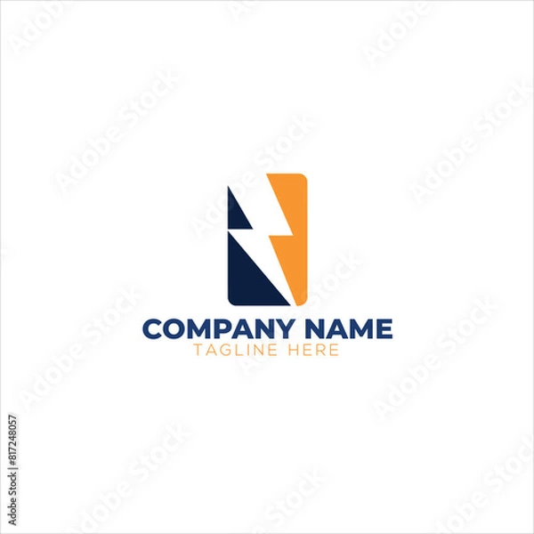 Fototapeta Electric Logo, house with thunder bolt combination, electric design
