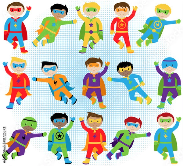 Obraz Set of Boy Superheroes in Vector Format