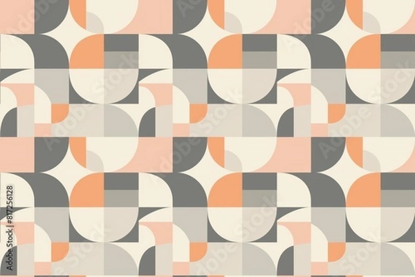 Fototapeta Abstract geometric pattern with overlapping circles in muted tones