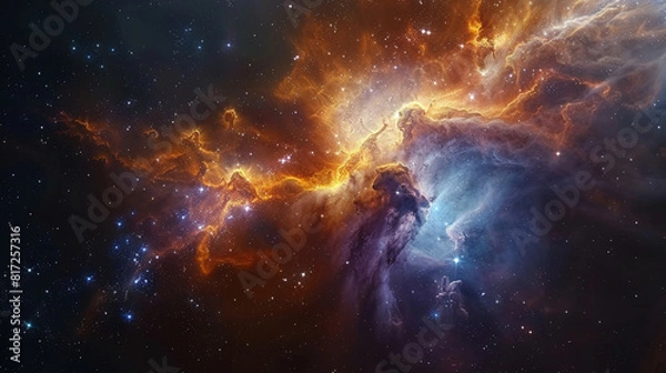 Fototapeta Breathtaking Landscape Photo of a Colorful Space Nebula Capturing the Vibrant Beauty and  Wonders of the Cosmos