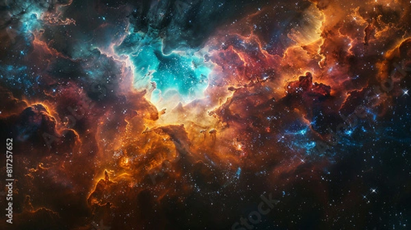 Fototapeta Breathtaking Landscape Photo of a Colorful Space Nebula Capturing the Vibrant Beauty and  Wonders of the Cosmos