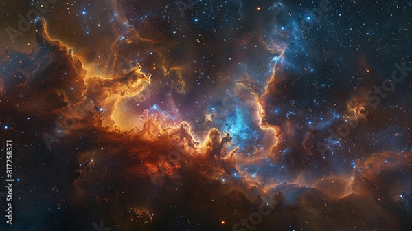 Fototapeta Breathtaking Landscape Photo of a Colorful Space Nebula Capturing the Vibrant Beauty and  Wonders of the Cosmos