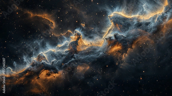 Fototapeta Stunning Macro Photo Captures Intricate Details of a Cosmic Dust Cloud in Space