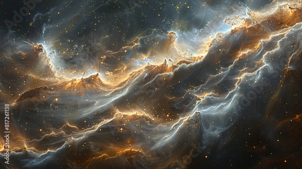 Fototapeta Stunning Macro Photo Captures Intricate Details of a Cosmic Dust Cloud in Space
