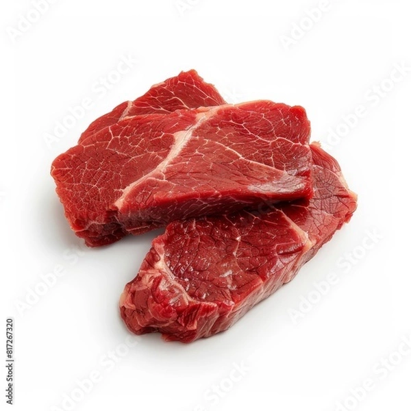 Fototapeta raw meat beef isolated on white background
