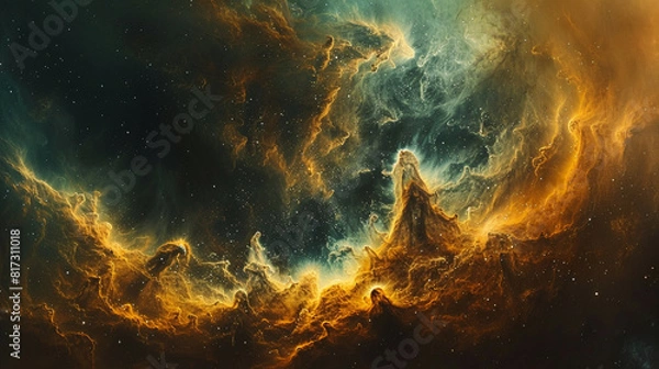 Fototapeta Mystical Photo of a Nebula's Enigmatic Beauty Capturing the Mysteries and Wonders of Deep Space in Stunning Detail