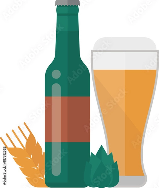 Obraz Craft beer bottle with glass