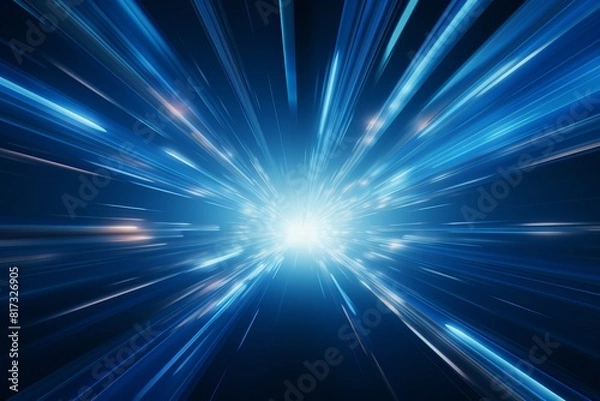 Obraz Intense Blue Light Burst on Black Background