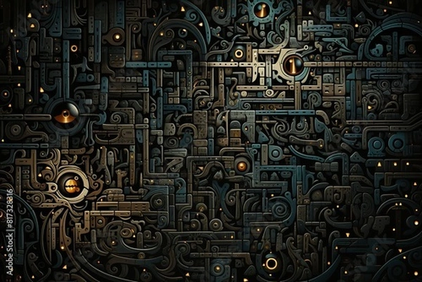 Obraz Dark Background With Gears and Lights