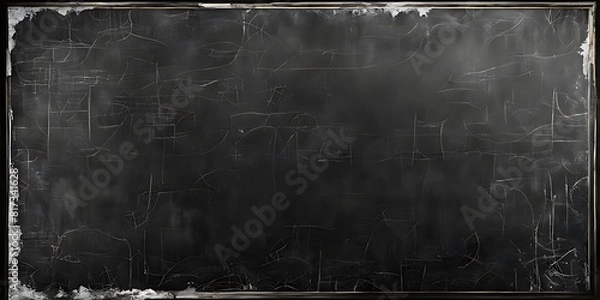 Fototapeta  dark blackboard with a thin white border around the edges. The background is plain and blank, suitable for writing or drawing ,black Distressed Grunge wall background 