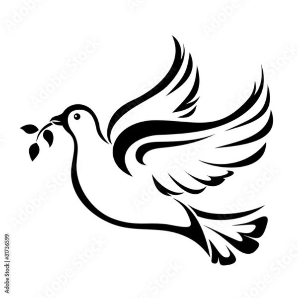 Obraz Gołąb. Symbol pokoju. Czarna sylwetka wektor.