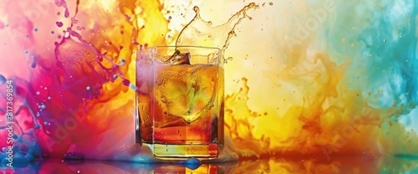 Fototapeta International Beer Day, Colorful Splashes, Dynamic Shapes, International Beer Day Background