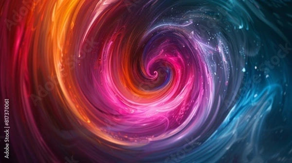 Fototapeta Colorful vortex energy, cosmic spiral waves, multicolor swirls explosion. Abstract futuristic digital background. --ar 16:9 Job ID: 1f610702-e450-4c52-a811-a20ddf3c3b87