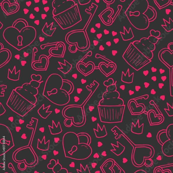 Fototapeta Seamless pattern with hand drawn elements