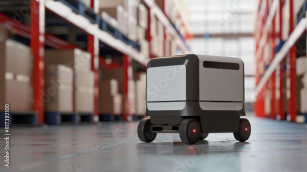 Fototapeta A service-focused bag-lifting robot aiding in the handling of parcels for a delivery service