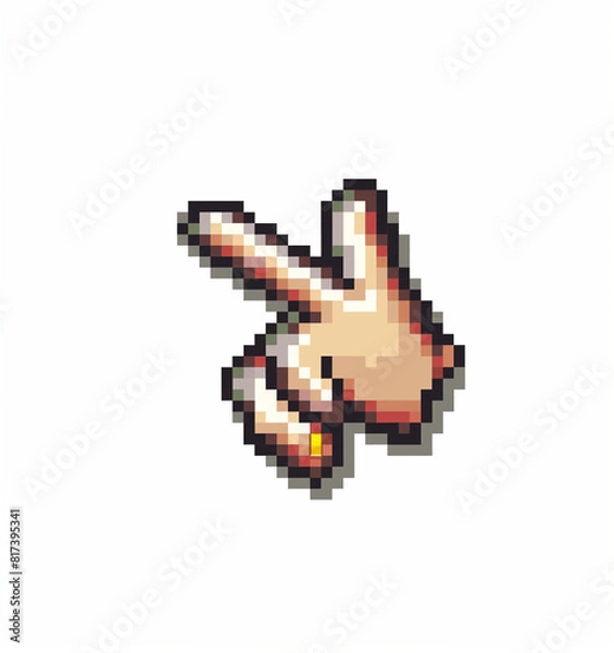 Fototapeta pixel cursor hand.Minimal creative computer and technological concept.Flat lay