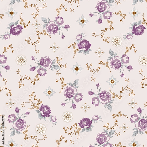 Obraz Roses and leaves,Branches. Motifs among pattern design