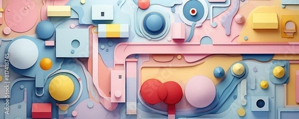 Fototapeta Playroom background flat design top view minimalist interactive space theme water color Triadic Color Scheme