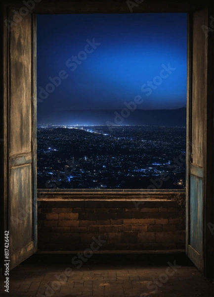 Obraz The window of opportunity ,A aesthetic pale moon light view from the window, 