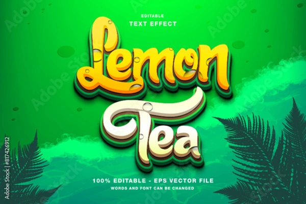 Fototapeta Lemon Tea 3d text style effect template editable