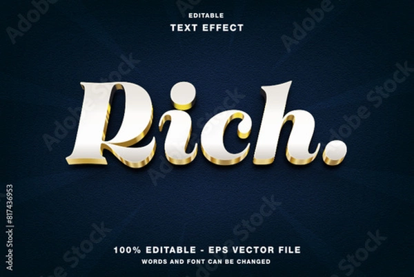 Fototapeta Rich 3d text style effect template editable