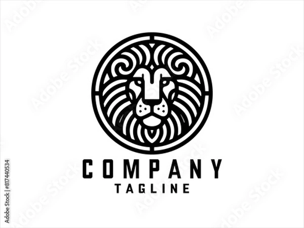 Fototapeta Circle Lion Head Logo Design Vector Template