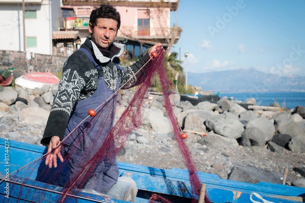 Obraz Fisherman with nets