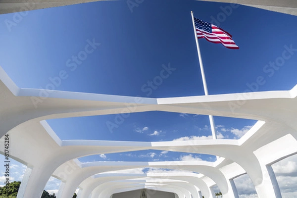 Obraz USS Arizona Structure and Flag