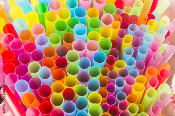 Fototapeta abstract background from colorful plastic straws