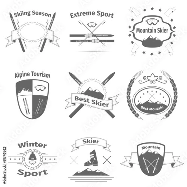 Obraz Ski and mountain logos