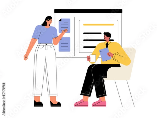 Fototapeta Business presentation. Meeting and presentation vector illustration