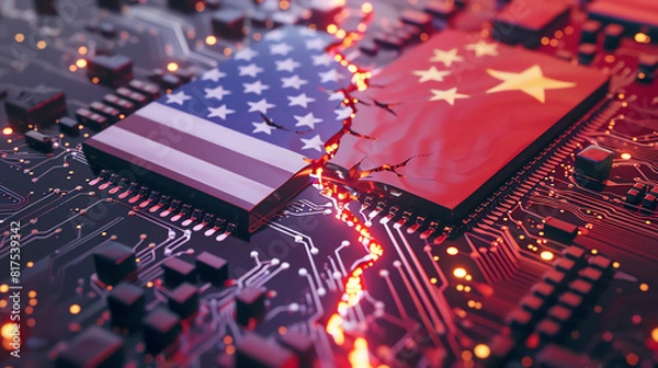 Obraz China and USA Semiconductor Chip War