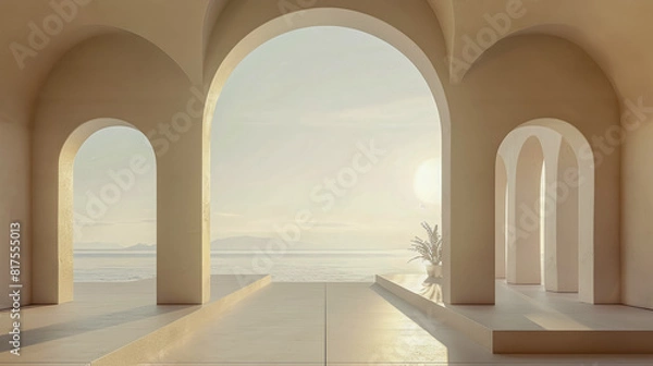Obraz Understated Zen landscape with geometric arches