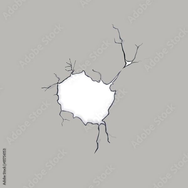 Obraz Crack in a concrete wall, vector illustration