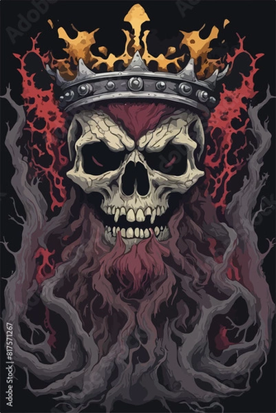 Fototapeta Mysterious woods conceal a cursed grave, where the ancient king's skull, wearing a spectral crown, whispers forgotten tales