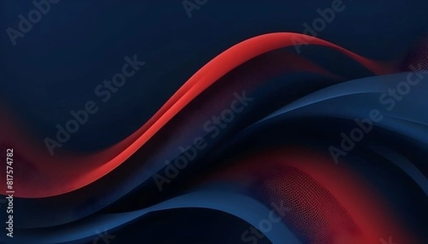Fototapeta Abstract dark navy blue background wallpaper with red and blue wave pattern