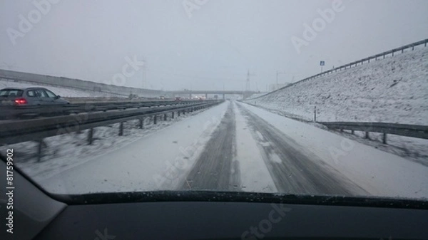 Obraz Autobahn im Schneechaos