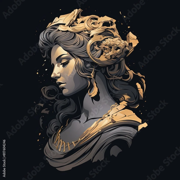 Fototapeta Minimalistic illustration of greek statue.