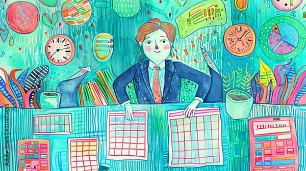 Obraz Illustration of a CFO's Role: Ensuring Long-Term Success and Interacting with Investors
