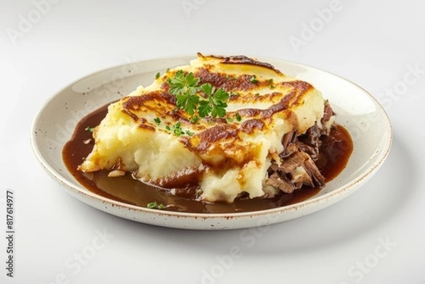 Fototapeta BBQ Brisket Shepherd's Pie: A Flavorful and Hearty BBQ Delight