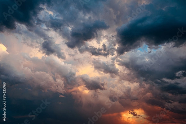 Obraz Bright sunset sky with clouds