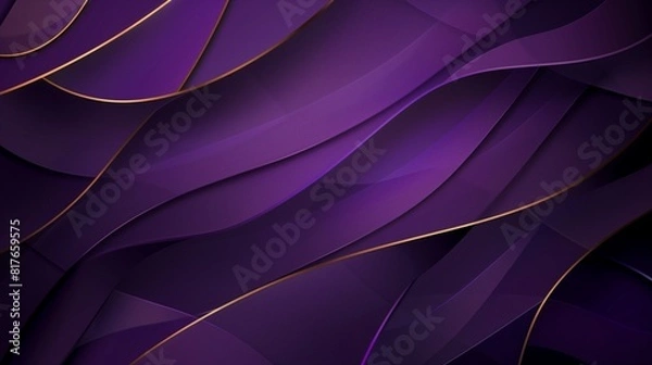 Fototapeta Abstract background , with geometric overlaid layers in rich purple hues, accentuated by elegant gold elements 